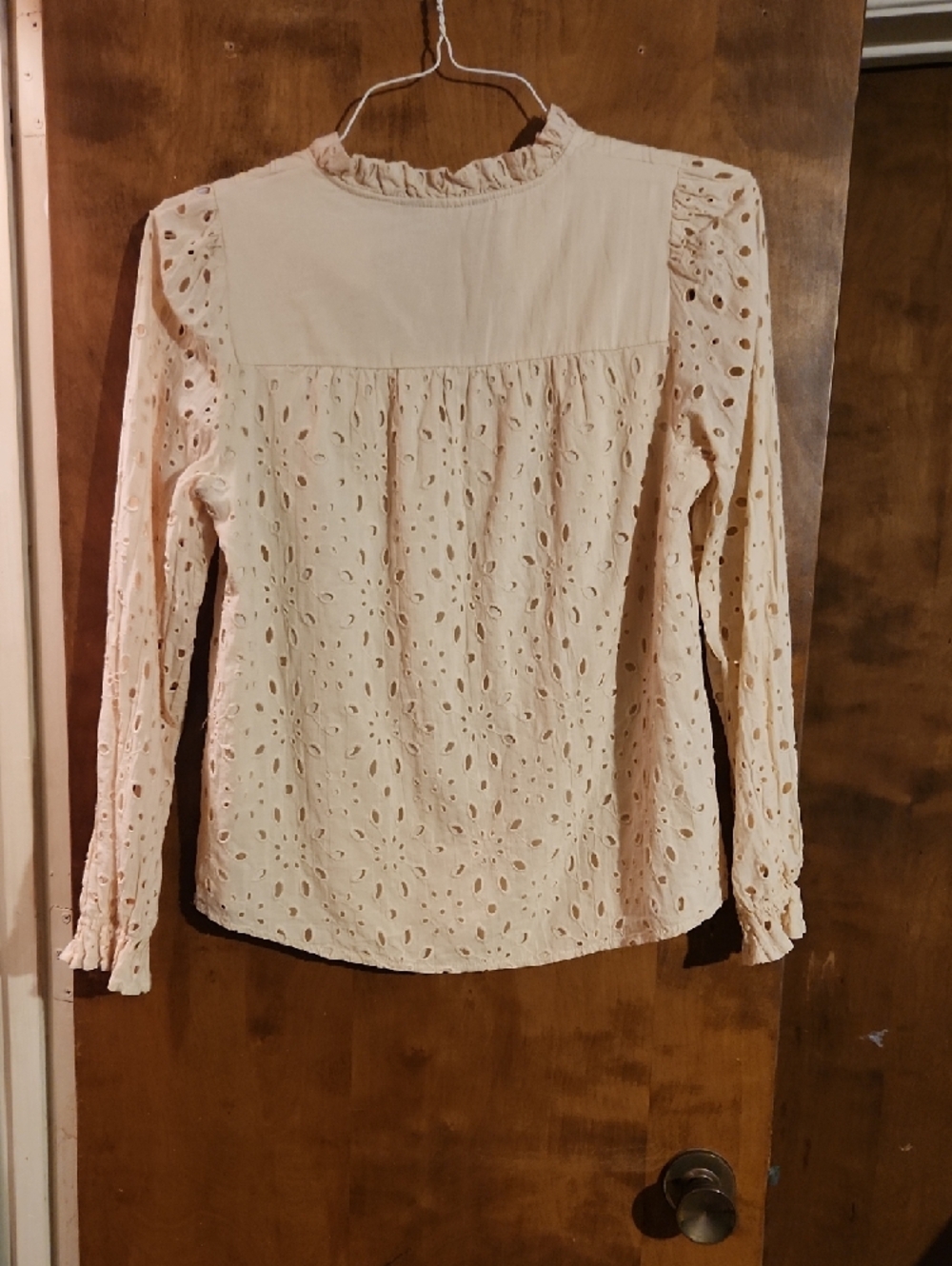 Eyelet Ruffle Collar Blouse in Light Beige - Unknown Brand - Picture 3 of 3